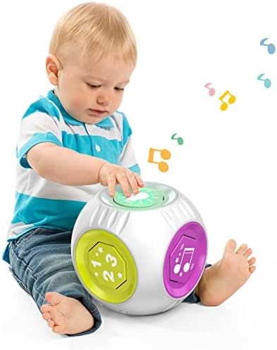 Talkfun Bilingual Musical Learning Cube Toddler Toys Age 1-2, English Spanish Educational Toy for 1+ Yr 9-12 18 Month Development, First Christmas 1st Birthday Gifts for One Year Old Boy Girl