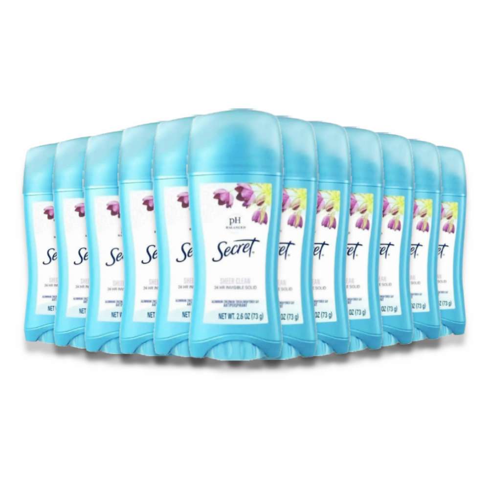 Secret Sheer Clean Invisible Solid Antiperspirant & Deodorant - 2.6oz 12 Pack