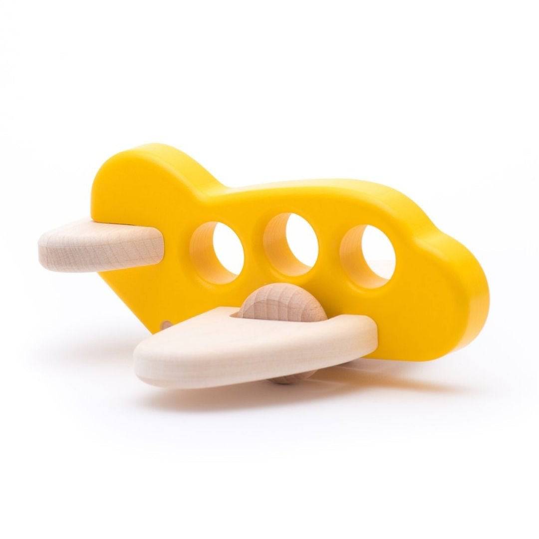 Bajo Yellow Wooden Airplane Toddler Toy - Bella Luna Toys