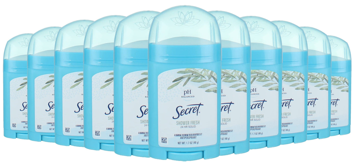 Secret  Antiperspirant & Deodorant Solid Stick, Shower Fresh, 1.7oz,  12 Pack